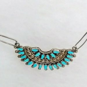 Sterling Zuni Petit Point Turquoise Necklace
